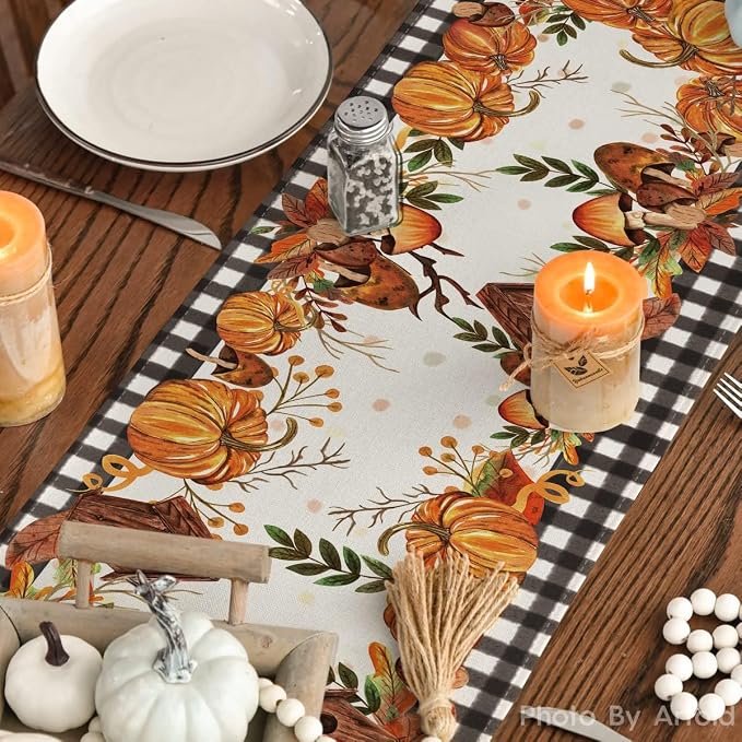 Artoid Mode 210 GSM Fall Table Runner 13x120 Inch Home Party Decor | Buffalo - Image 7