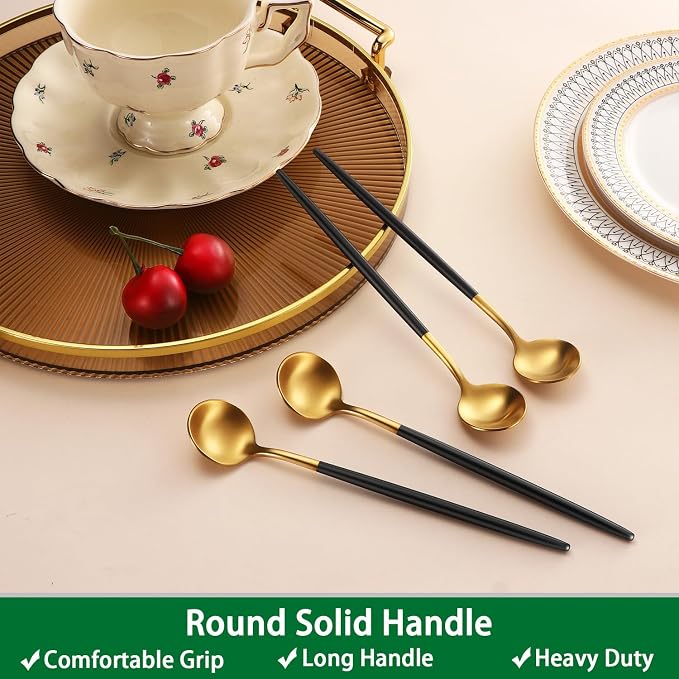 DEHOV 4 PCs 6.7 Inches Brush Gold Stainless Steel 304 Iced Tea Spoons - Image 5