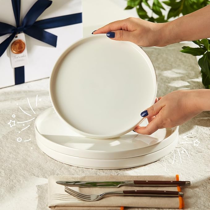Sweese Porcelain Flat Dessert Plates Set of 6-7.8 Inch Salad Plates - Image 5