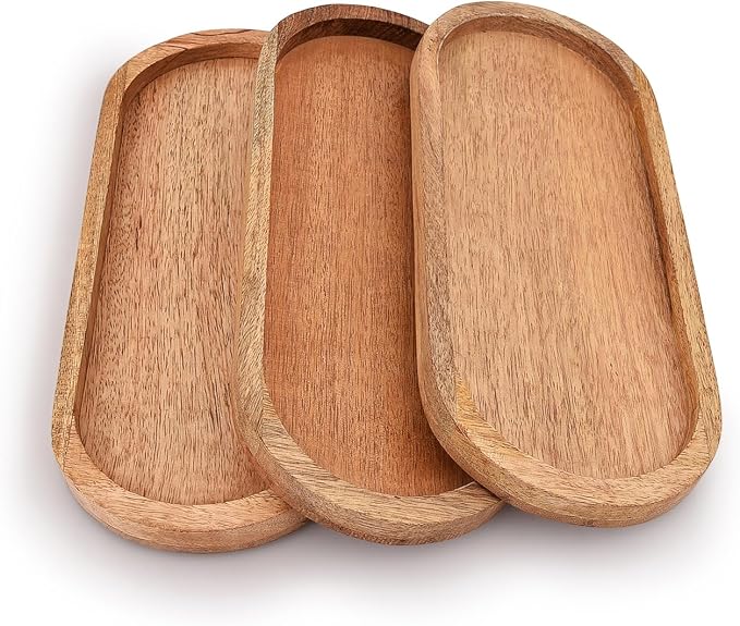 Mango Oval Wood Tray Set of 3 Perfect by Samhita
