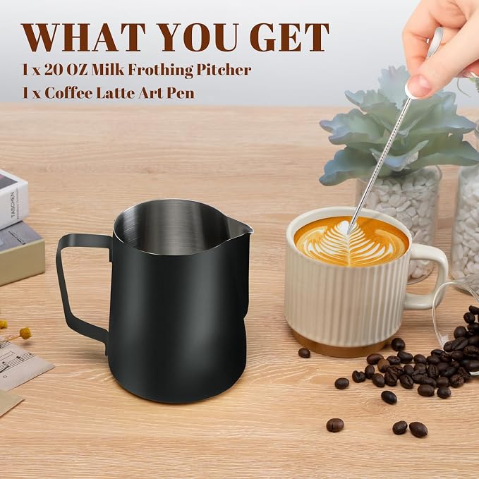 Amrules Milk Frothing Pitcher, 20oz Milk Frother Cup - Image 3