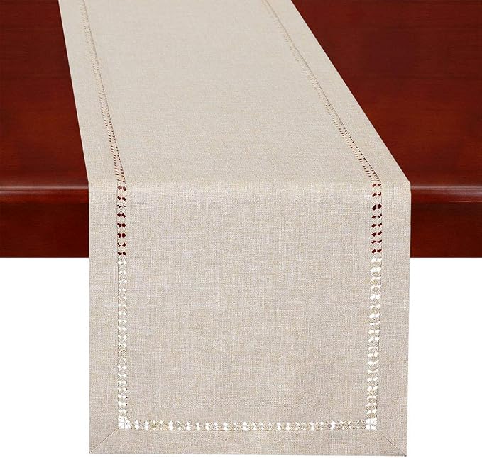 Grelucgo Handmade Hemstitched Polyester Rectangle Table Runners - Image 5