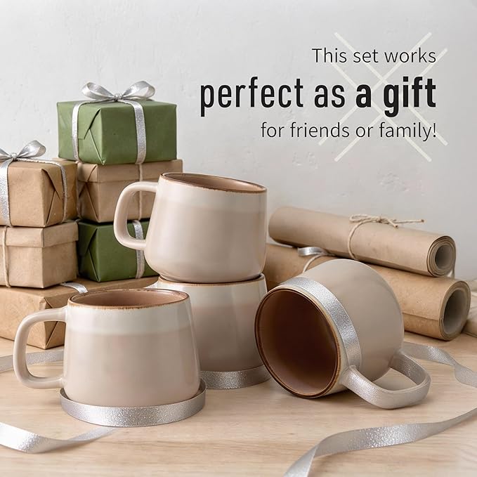 Ava Nord Large Stoneware Ceramic Coffee Mugs Set of 4-16 oz - Image 6