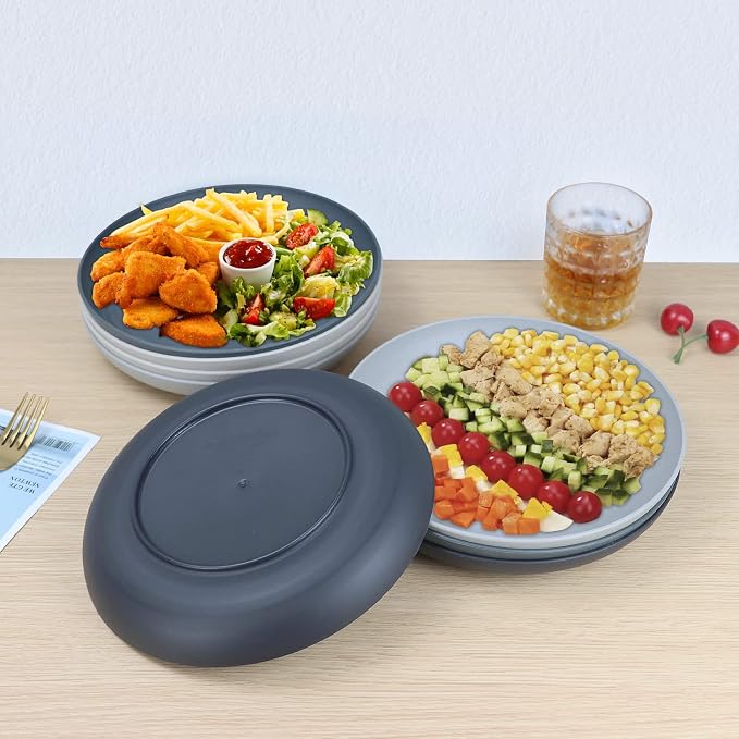 Wheat Straw Plates Unbreakable Deep Dinner Plates Set of 8 Lightweight Reusable - Image 4