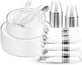 175PCS Sliver Plastic Plates by WDF