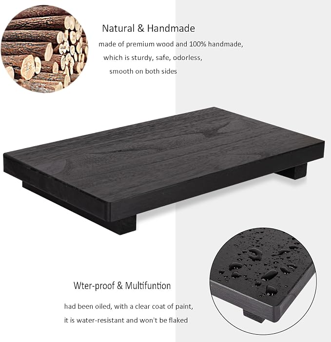 Wood Bathroom Tray Farmhouse Decor Kitchen Soap Holder, 11.8"x7" Black | - Image 2