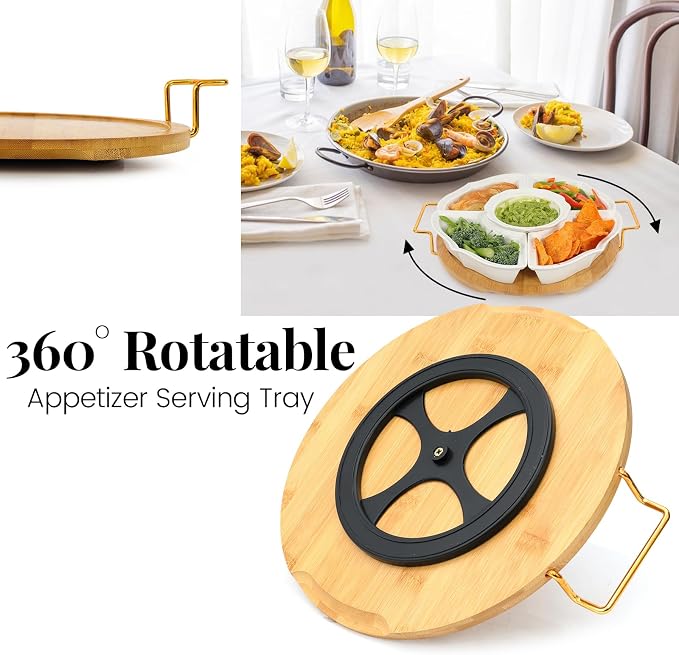 PLAPITATE Party Serving Trays and Platters, Ceramic Lazy Susan Serving Tray - Image 3