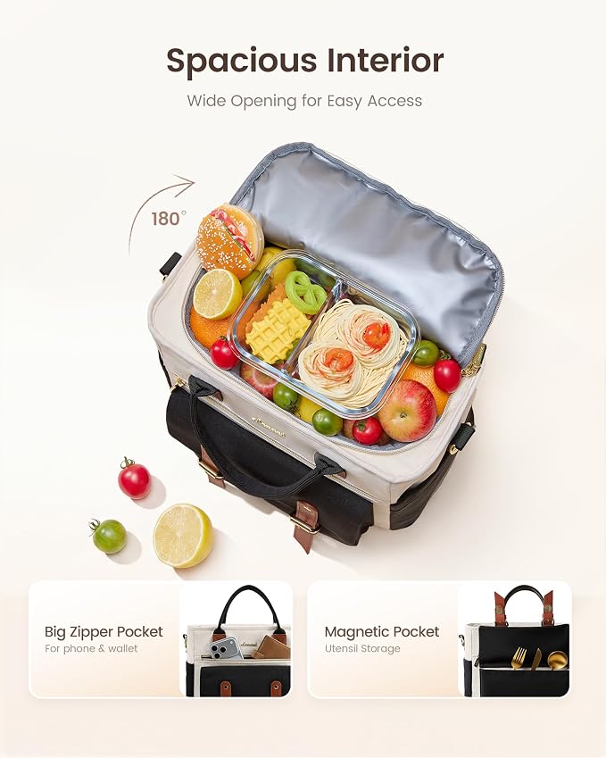 LOVEVOOK Insulated Lunch Bag Women, Large Lunch Tote Work Picnic Cooler Bag | - Image 2
