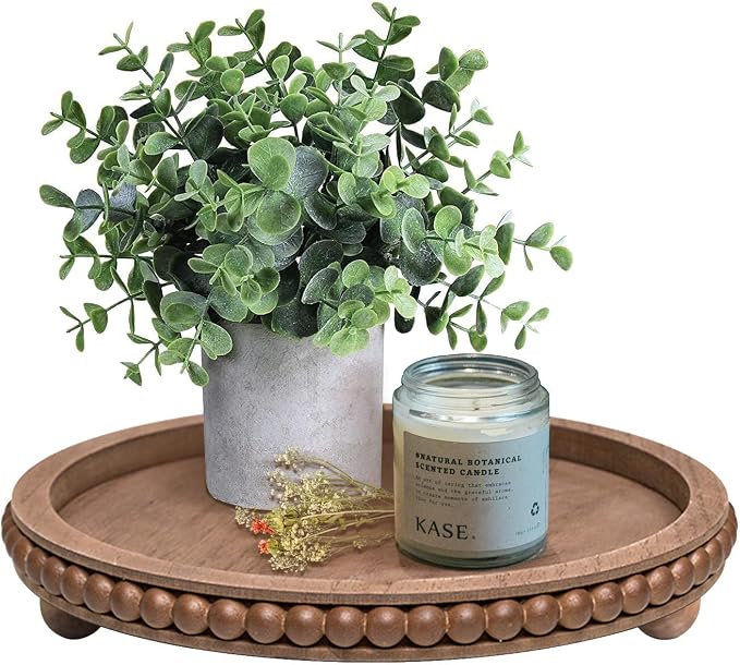 HPC DEC R OUR HAPPY PLACE 12in Round Wood Beaded Tray by HPCDECOR