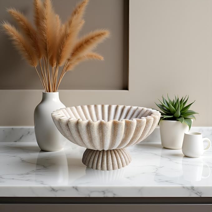 10" Large Decorative Bowl decor, Scalloped Bowls - Image 4