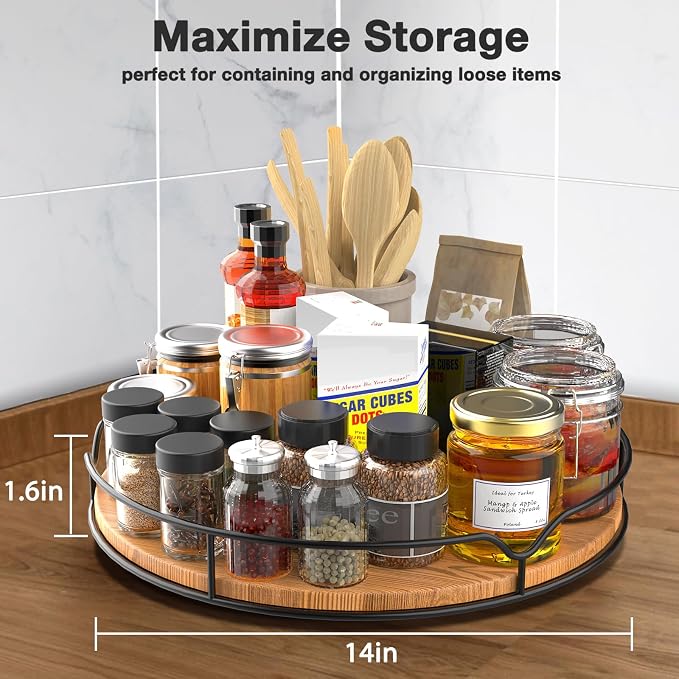 Lazy Susan Turntable Organizer for Cabinet Pantry Kitchen Countertop Computer - Image 2