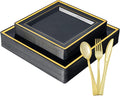 25 Guests Plastic Plates Set Gold Disposable Dinnerware Set | Include 25 Pc 10" by JOLLYCHEF
