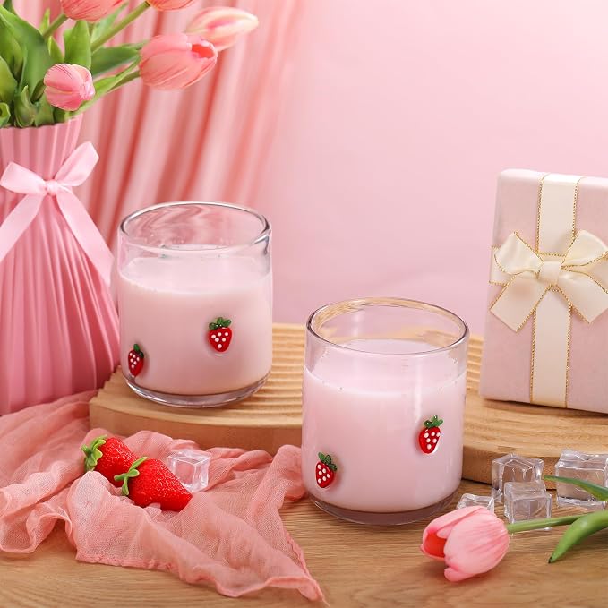 SiliFine 2 Pcs Strawberry Icon Juice Glasses - 14oz Sweet Strawberry Stemless - Image 6
