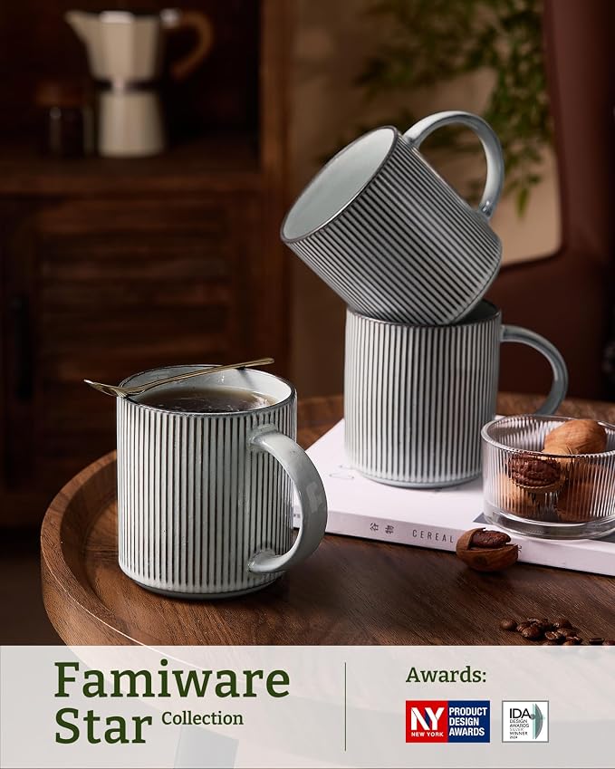 famiware Coffee Mug Set for 6, Star 16 oz Catering Mugs Cup Set - Image 3