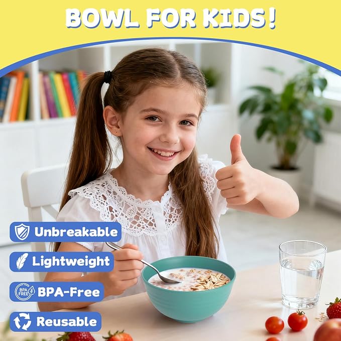Wheat Straw Bowls Set of 6, 26 OZ Unbreakable Cereal Bowls - Image 7