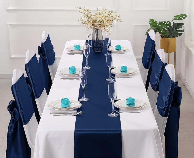 Horbaunal 12 Pack Navy Blue Satin Table Runner 12 x 108 Inch | Smooth Table - Image 2