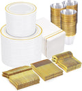 GATHER 700PCS Gold Plastic Plates 100 Guest by Gather