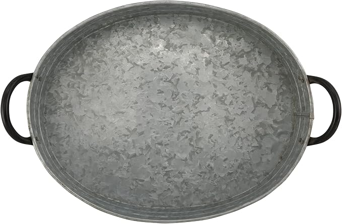 Galvanized Metal Serving Trays Iron Black Handles, Farmhouse Tray - Image 3