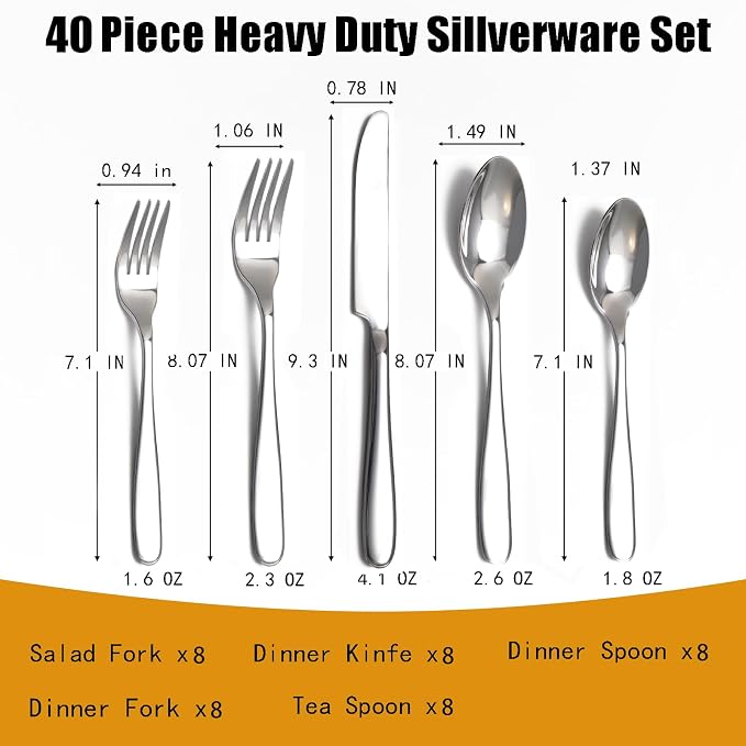40-Piece Silverware Set, Flatware Set - Image 2