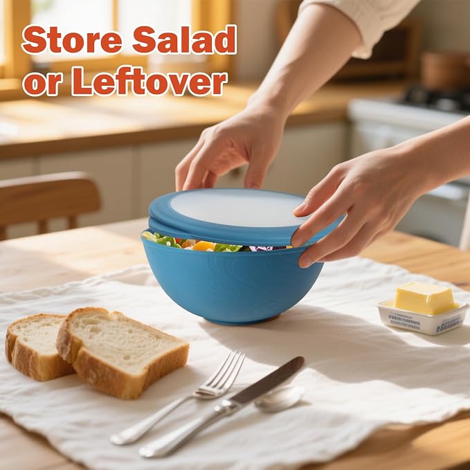 wheat straw bowls with lids set of 4, 40oz cereal bowls with covers, - Image 5