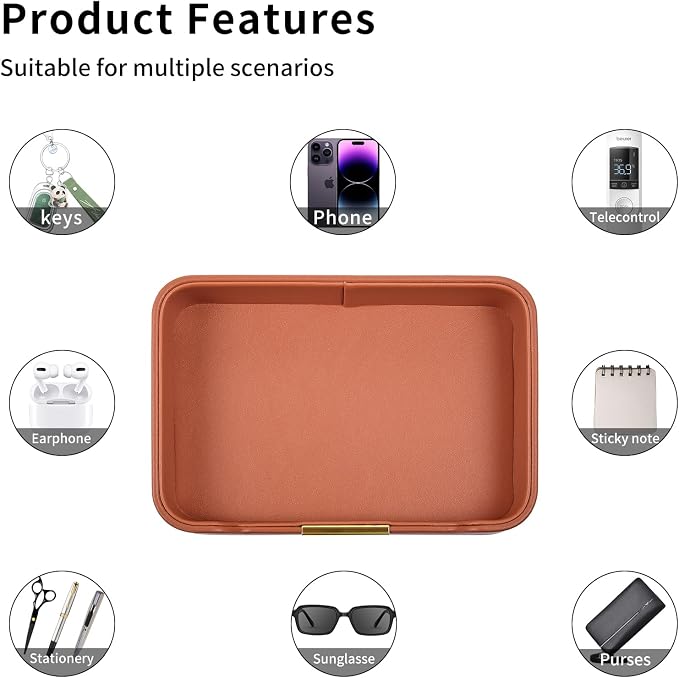 Luxury Leather Valet Tray Desktop Storage Organizer, Bedside Vanity Catchall - Image 7