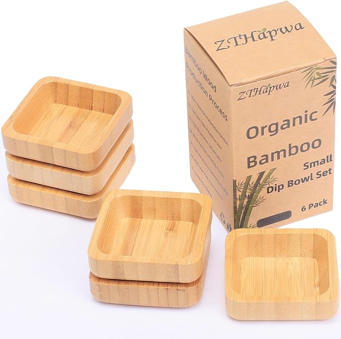 Snack Bowl Set, Small Bamboo Sauce Dish Dipping Bowls by ZTHapwaKitchen