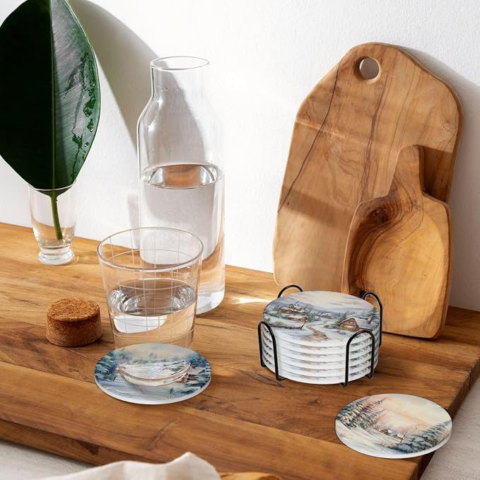 Coasters Set of 6, Coasters for Drinks Absorbent Stone - Image 9