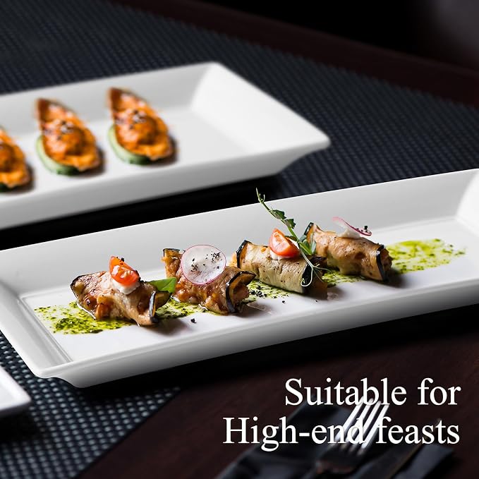 14" Rectangular Platters Set of 4, Large Serving Plates - Image 5
