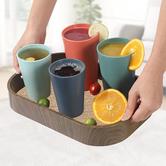 24 Pcs Unbreakable Plastic Cups Set, 14 oz Reusable Plastic Cups, Stackable - Image 7