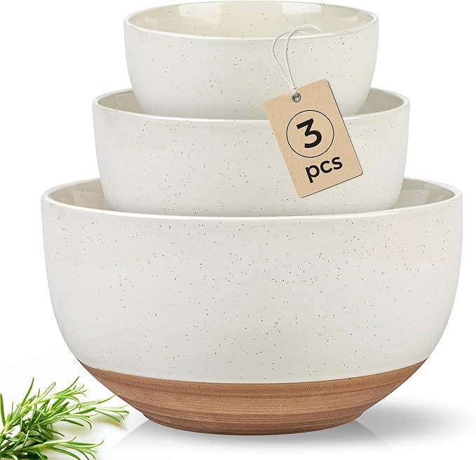 AmorArc Ceramic Mixing Bowls, Stoneware Nesting Bowls Set of 3 by AmorArc