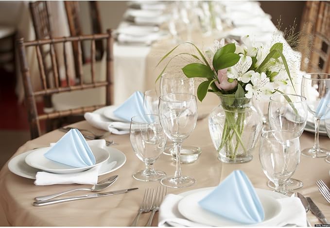 P Pothuiny 24 Pcs Light Blue Satin Napkins 17 x 17 in, Satin Cloth Napkins | - Image 7
