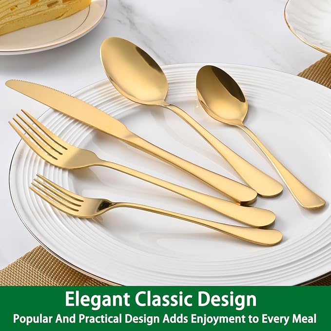 16-Piece Gold 8 Inches Stainless Steel Dinner Forks Set, Durable Mirror - Image 6
