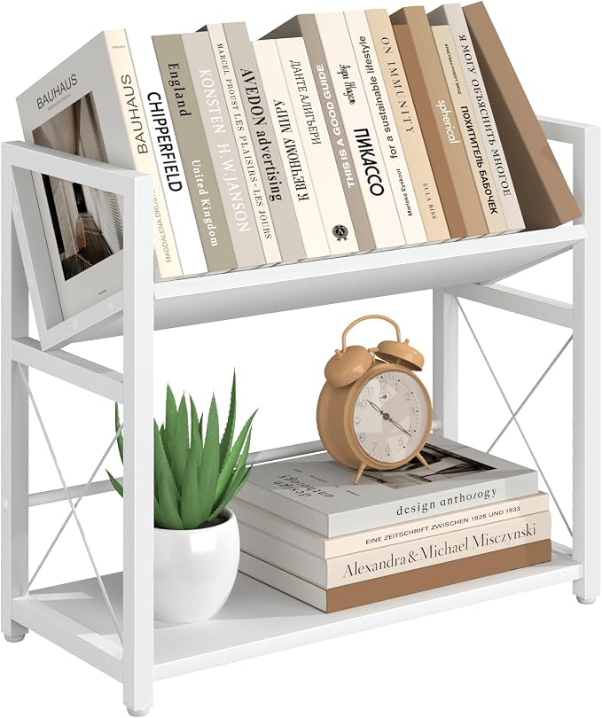 ELITEROO Desktop Bookshelf Organizer, 2 Tier Wood Desk Shelf by ELITEROO