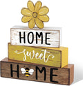 Cinnvoice 4 Pcs Yellow Bee Daisy Wooden Block Decor Farmhouse Tiered Tray Signs by Cinnvoice