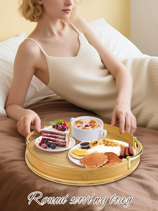 JUPELI 14″ Round Bamboo Serving Tray - Image 8