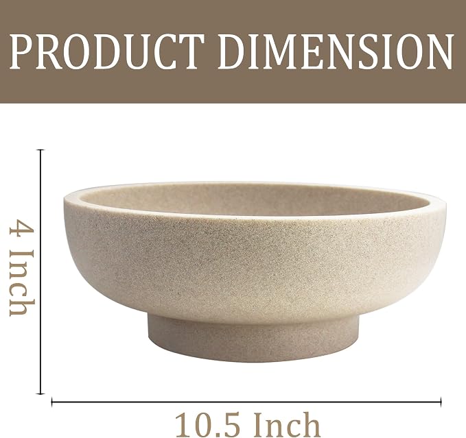LIN CHUAN Decorative Bowl, Large Fruit Bowl, Sand Beige | Fruit Bowl - Image 6