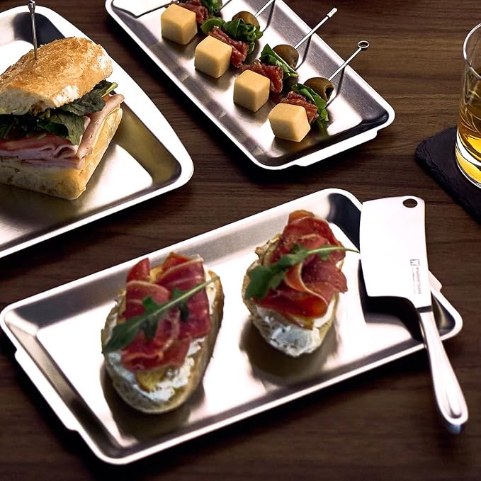 Wagensteiger SUS304 Stainless Steel Serving Platters, Rectangle Metal Dinner - Image 2