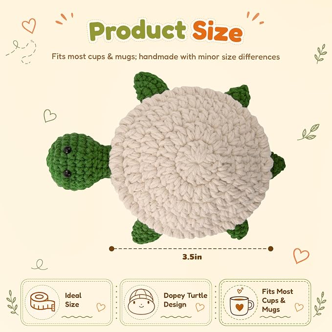 Handmade Crochet Coasters, Fun 3D Animal Flippable Drink Coasters Cute Soft Cup - Image 3