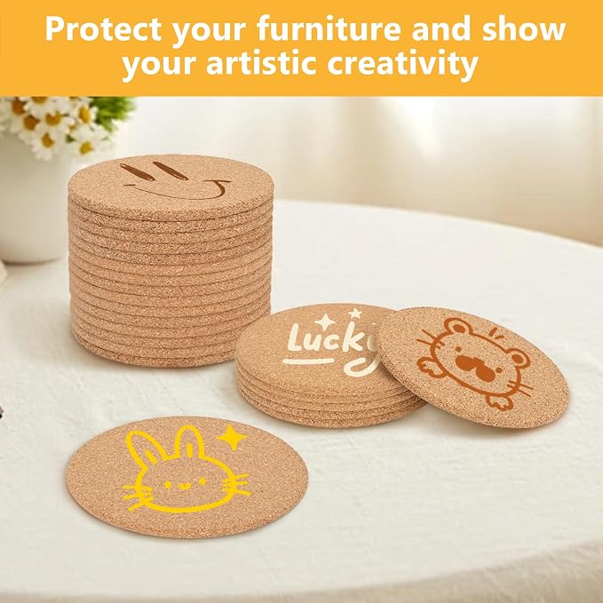 100 Pcs Cork Coasters, Anti-Slip and Heat-Insulating, - Image 5