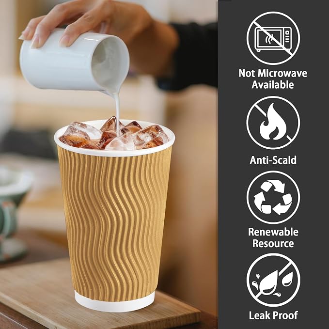 Lamosi 90 Pack Coffee Cups 16 oz, Disposable Paper Coffee Cups No Lids | - Image 3