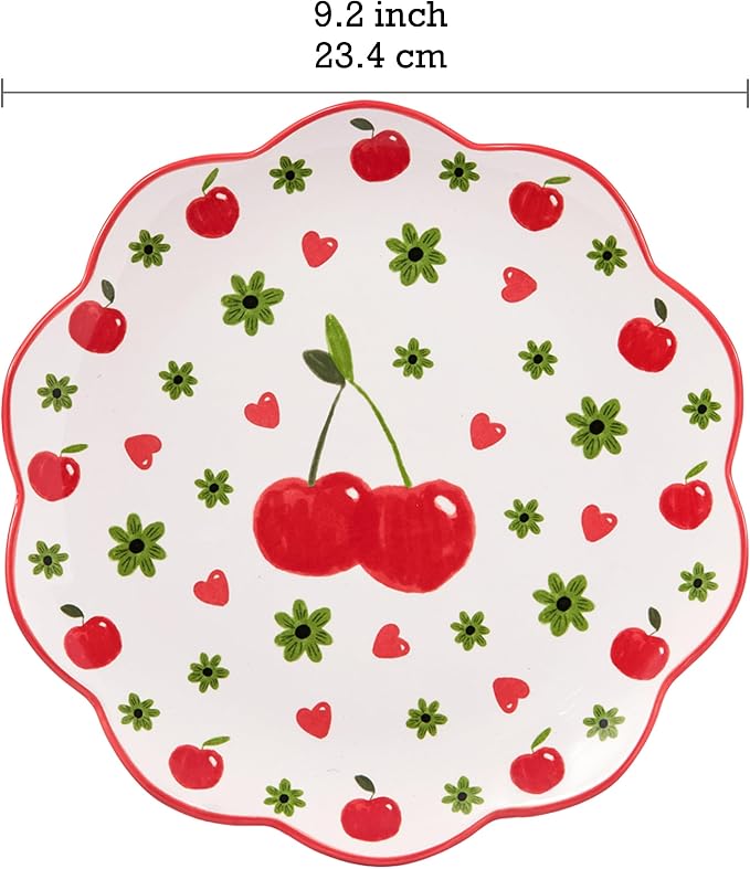 Bico Fruit Pop Scalloped Salad Plates Set of 4, 8.75 Inch Ceramic Dessert Plates - Image 2