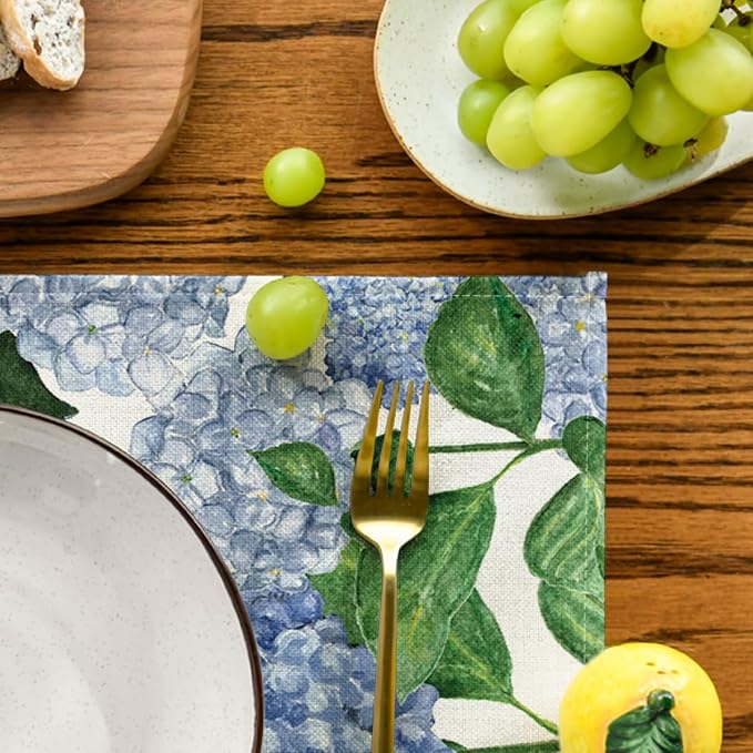Artoid Mode Watercolor Hydrangea Summer Placemats Set of 6, 12x18 Inch Seasonal - Image 7