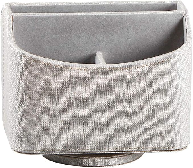 PU Leather Remote Control Holder, 360 Degree Spinning Desk TV Remote Caddy - Image 2