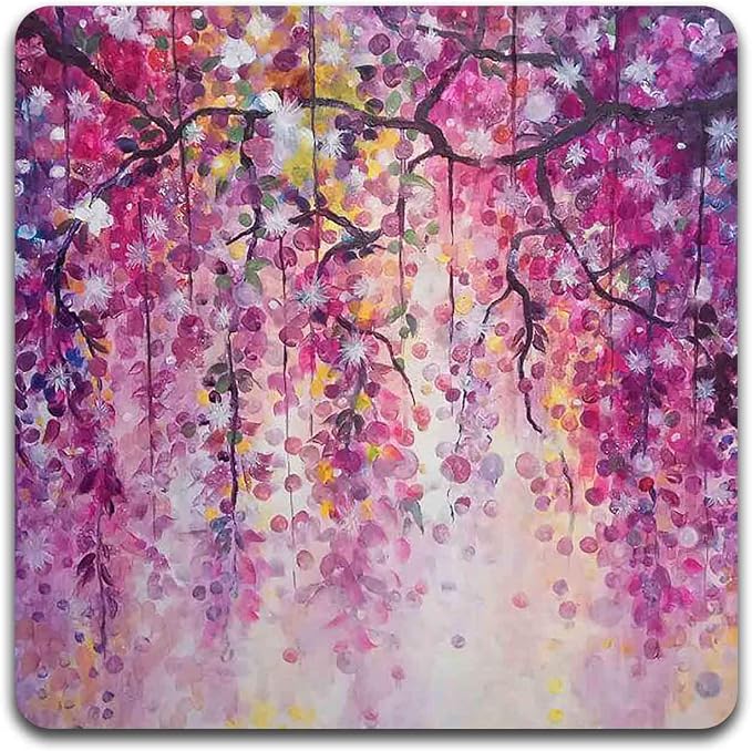 Colorful Watercolor Flowers Square Coaster Set of 4-Made of Recycled Rubber - Image 4
