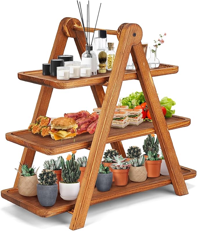 Manspdier Extra Large Wood 3 Tier Serving Tray Three Tiered Cupcake Stand by Manspdier