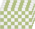 Green and White Check Plaid Placemats Set of 4, Washable Heat Resistant by RLCNOT