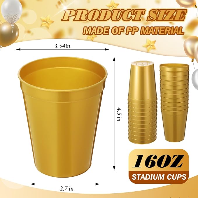 Yungyan 12 Pack 16 oz Stadium Cups Reusable Plastic Cups Blank Drink Stadium - Image 2