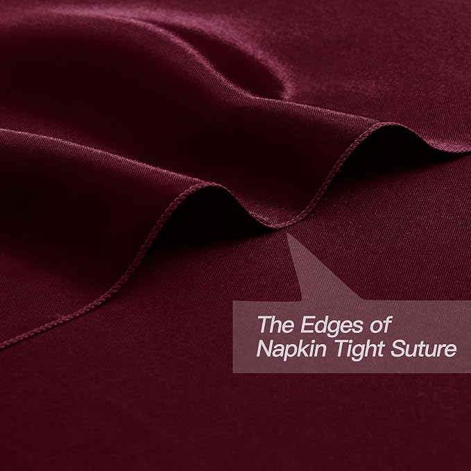 P Pothuiny 24 Pcs Burgundy Satin Napkins 17 x 17 Inch, Satin Cloth Napkins | - Image 3