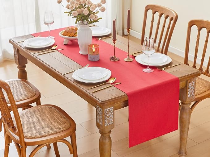 YATOJUZI Red Table Runner Seasonal Kitchen Dining Coffee Table Decoration 55 - Image 6