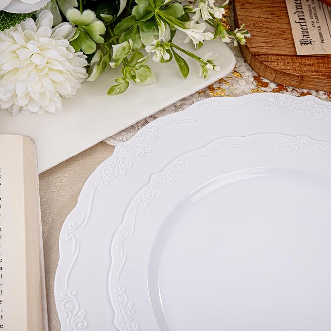 U-QE 100 Pcs White Plastic Plates - Image 4